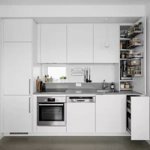 Dapur Minimalis Apartemen dengan Ruang Penyimpanan Maksimal