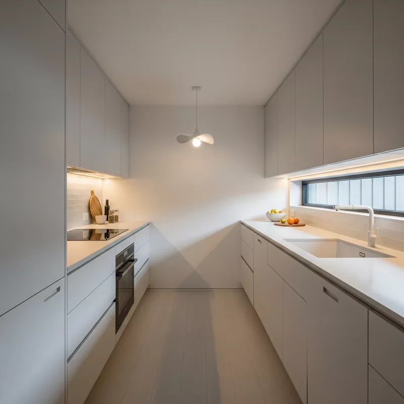 Dapur Minimalis Modern Simple dan Elegan dengan Tata Letak Galley Dapur Minimalis Modern Simple dan Elegan dengan Tata Letak Galley