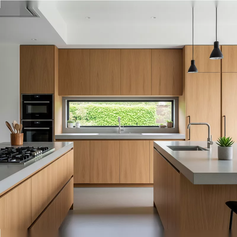 Dapur Minimalis Modern dengan Material Kayu Oak Dapur Minimalis Modern dengan Material Kayu Oak