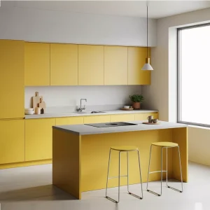 Dapur Minimalis dengan Kitchen Set Kuning