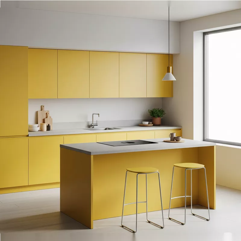Dapur Minimalis dengan Kitchen Set Kuning Dapur Minimalis dengan Kitchen Set Kuning