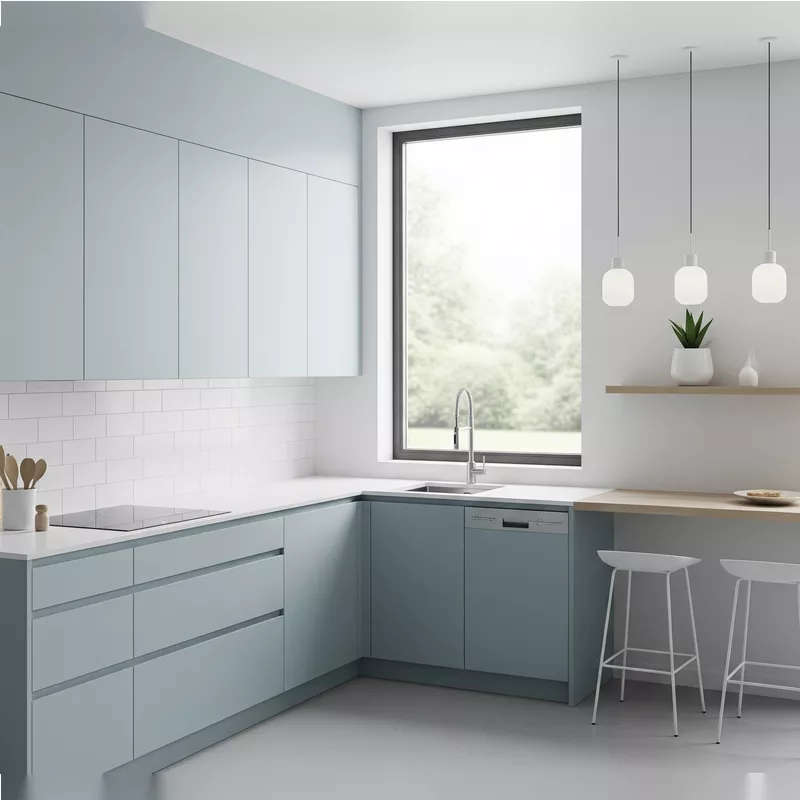 Dapur Minimalis dengan Warna Biru Muda Dapur Minimalis dengan Warna Biru Muda