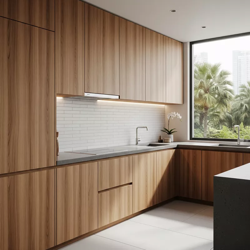 Dapur minimalis dengan lemari dapur tertutup di Jakarta Dapur minimalis dengan lemari dapur tertutup di Jakarta