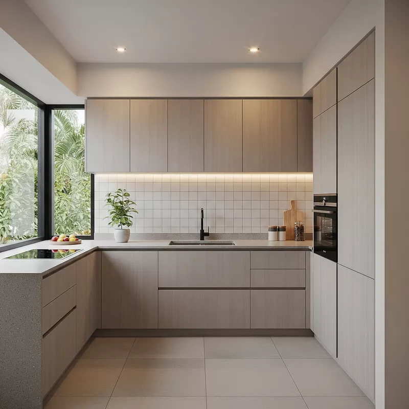 Dapur minimalis dengan lemari dapur tertutup di Surabaya-jasa interior splusa.id Dapur minimalis dengan lemari dapur tertutup di Surabaya-jasa interior splusa.id