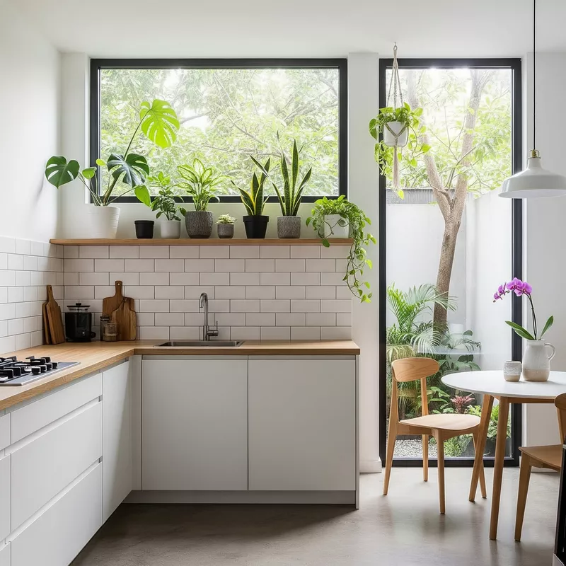 Dapur minimalis dengan tanaman di Jakarta Dapur minimalis dengan tanaman di Jakarta