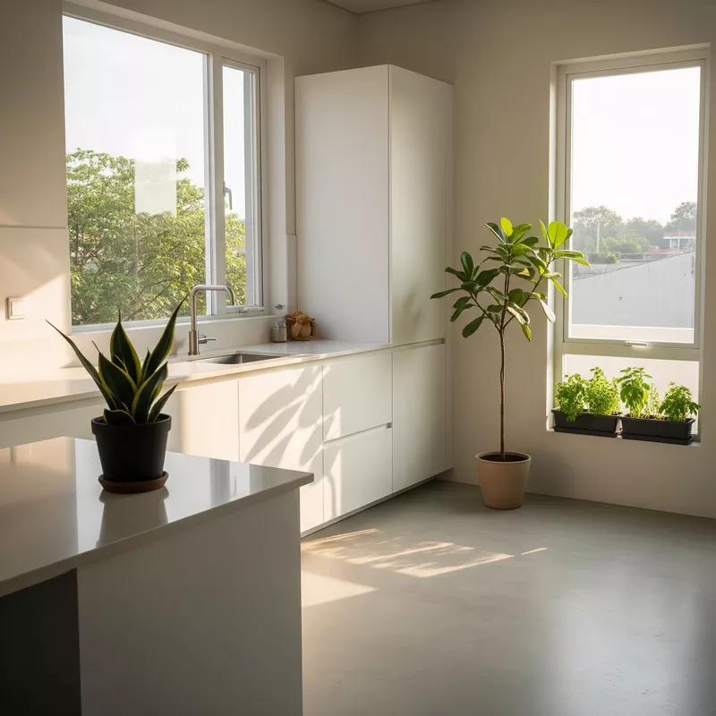 Dapur minimalis dengan tanaman di Semarang Dapur minimalis dengan tanaman di Semarang