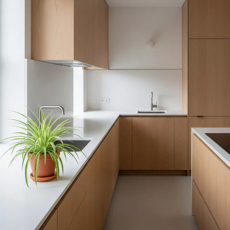 Dapur minimalis dengan tanaman spider plant Dapur minimalis dengan tanaman spider plant