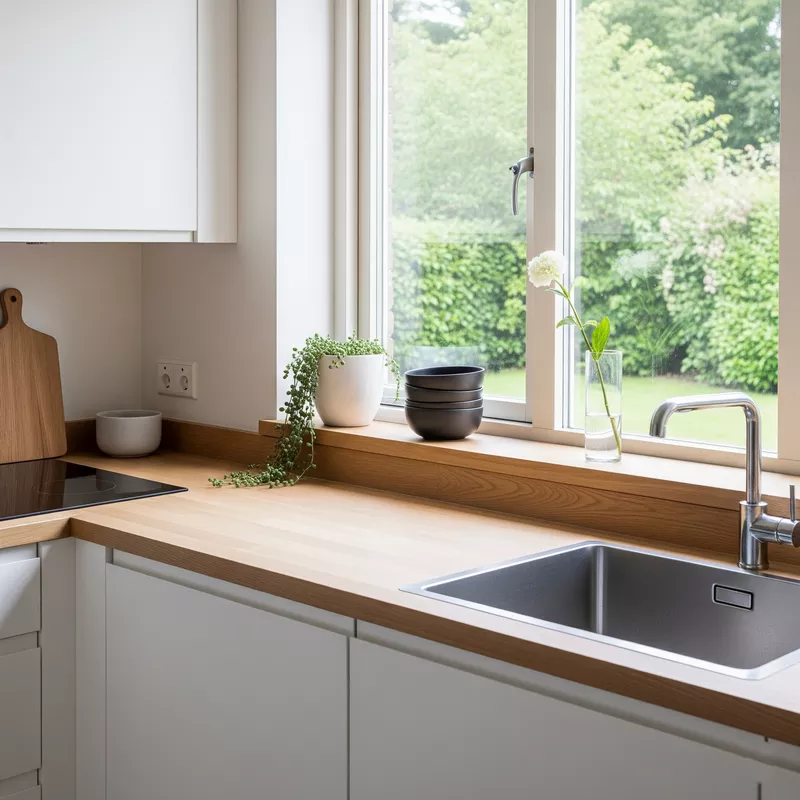 Dapur minimalis dengan window sill yang dimanfaatkan Dapur minimalis dengan window sill yang dimanfaatkan