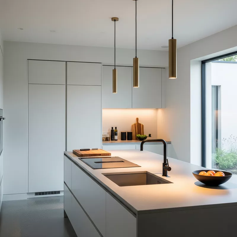 Dapur minimalis modern dengan lampu gantung pendant Dapur minimalis modern dengan lampu gantung pendant