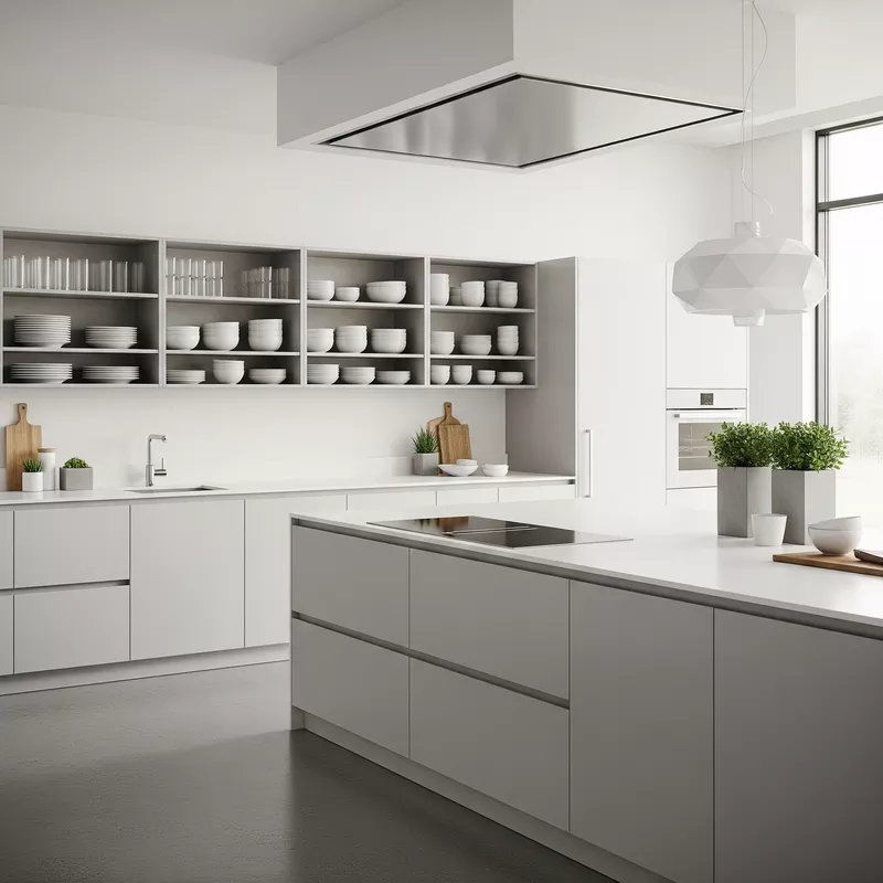 Dapur minimalis modern dengan lemari dapur terbuka-jasa interior splusa.id Dapur minimalis modern dengan lemari dapur terbuka-jasa interior splusa.id