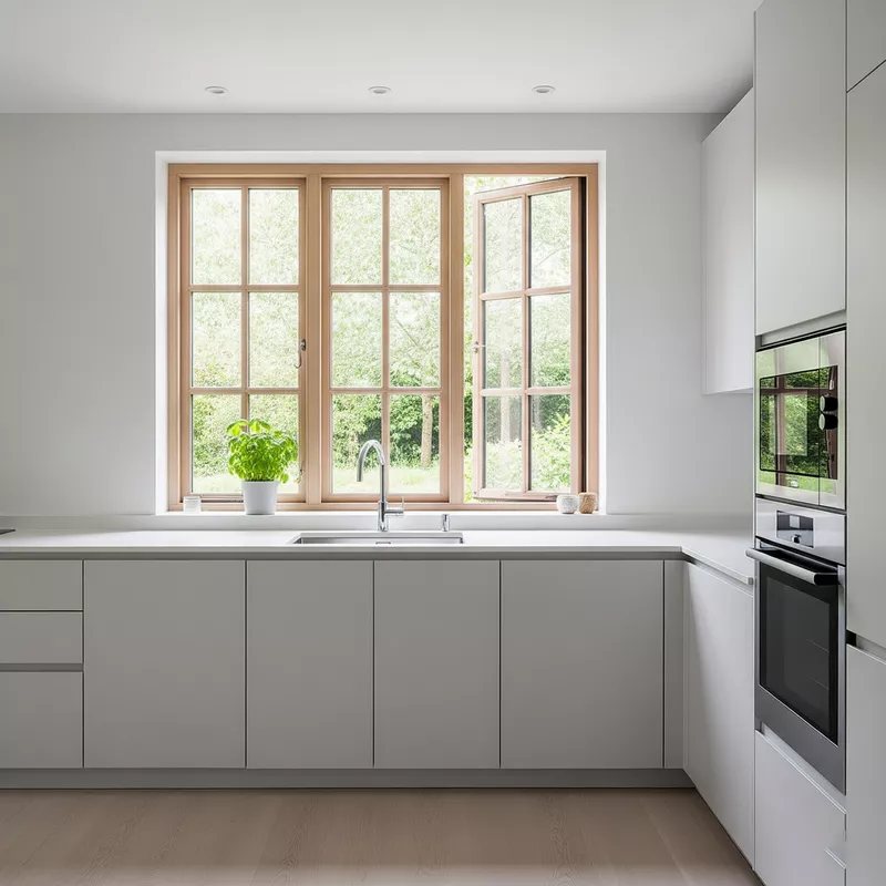 Jendela casement di dapur minimalis Jendela casement di dapur minimalis