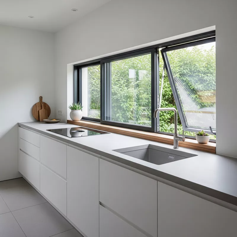 Jendela geser di dapur minimalis Jendela geser di dapur minimalis