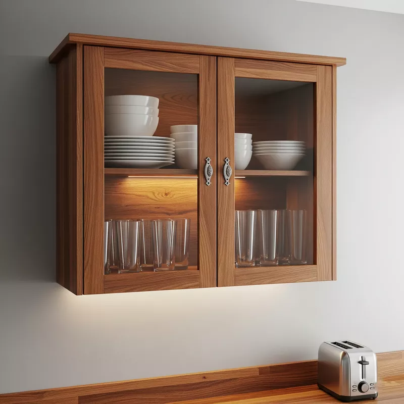 Kabinet dapur dengan pintu kaca-jasa interior splusa.id Kabinet dapur dengan pintu kaca-jasa interior splusa.id
