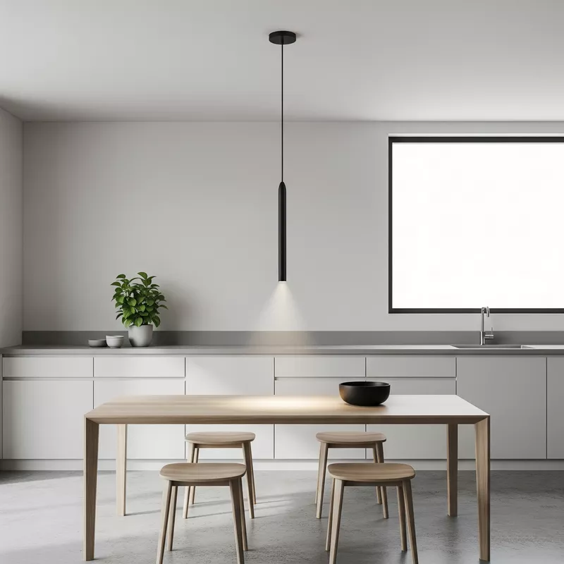 Lampu gantung pendant di atas meja makan di dapur minimalis Lampu gantung pendant di atas meja makan di dapur minimalis