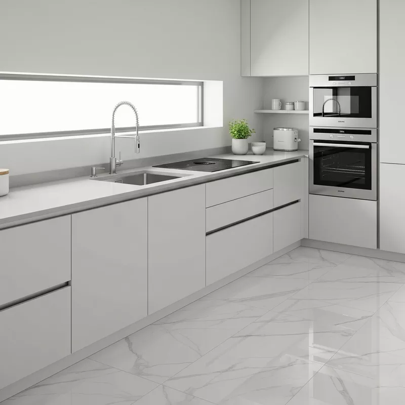 Lantai keramik porcelain motif marmer untuk dapur minimalis Lantai keramik porcelain motif marmer untuk dapur minimalis