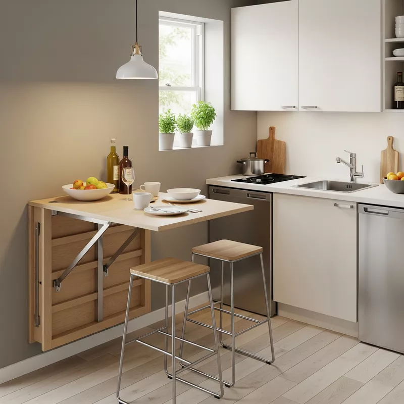 Meja Bar Lipat di Dapur Kecil Meja Bar Lipat di Dapur Kecil