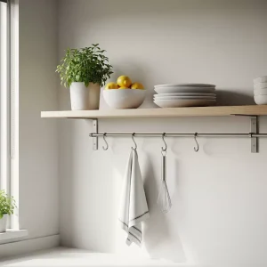 Rak dinding dengan rel di dapur minimalis-jasa interior splusa.id