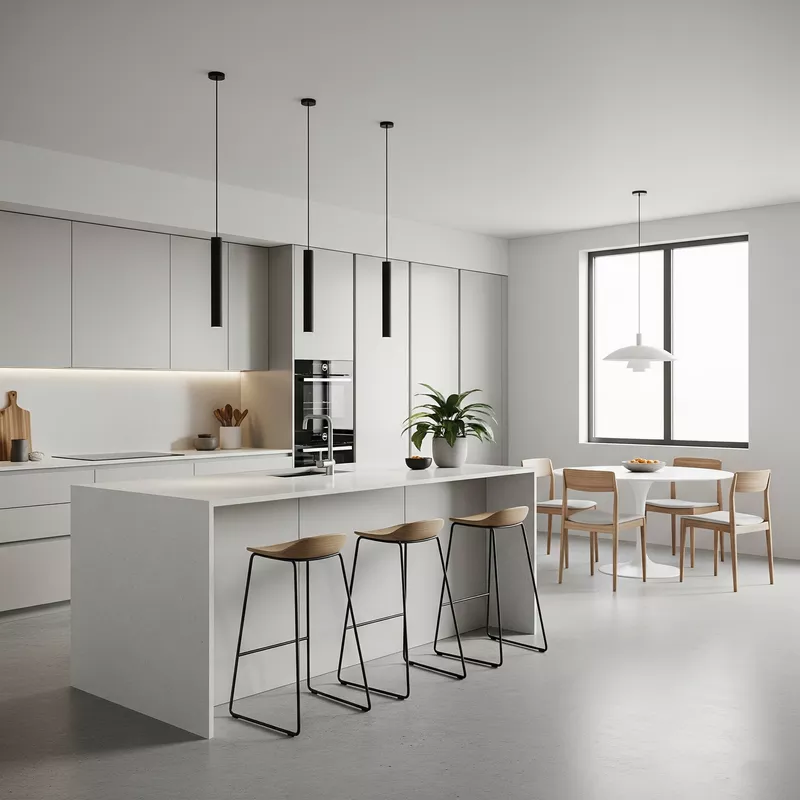 kitchen island dengan kursi bar, dapur minimalis dengan area makan kitchen island dengan kursi bar, dapur minimalis dengan area makan