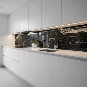 Backsplash granit yang elegan di dapur minimalis-jasa interior splusa.id