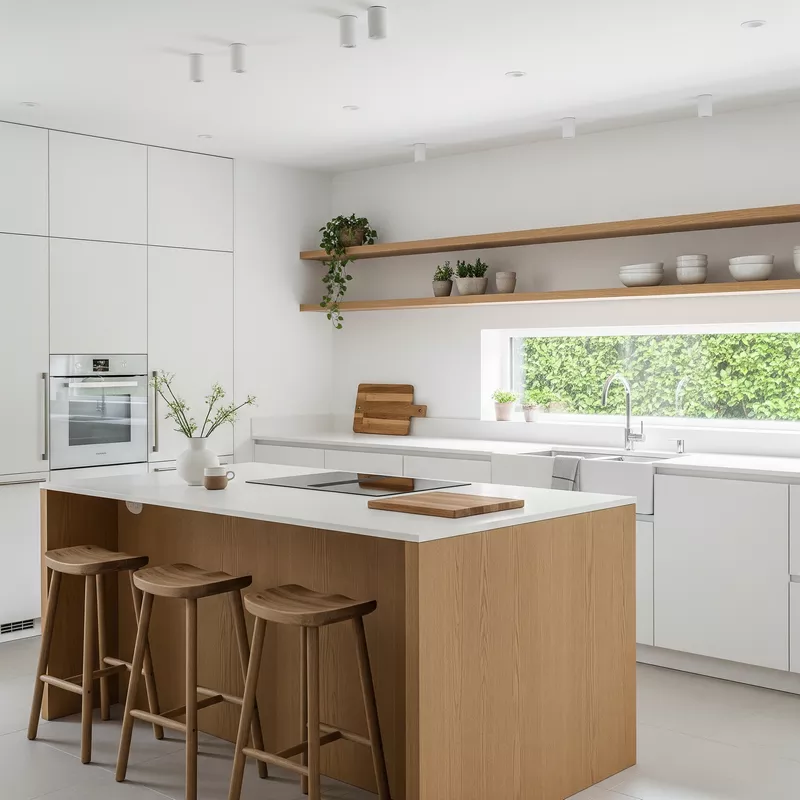Dapur Minimalis dengan Aksen Kayu yang Estetis-jasa interior splusa.id Dapur Minimalis dengan Aksen Kayu yang Estetis-jasa interior splusa.id