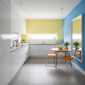 Dapur dengan warna terang yang memberikan ilusi ruang-jasa interior splusa.id