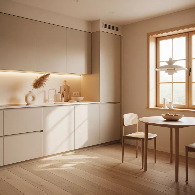 Dapur minimalis beige yang hangat dan ramah-jasa interior splusa.id Dapur minimalis beige yang hangat dan ramah-jasa interior splusa.id