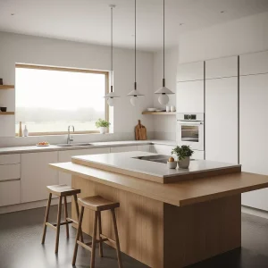 Dapur minimalis dengan elemen kayu-jasa interior splusa.id