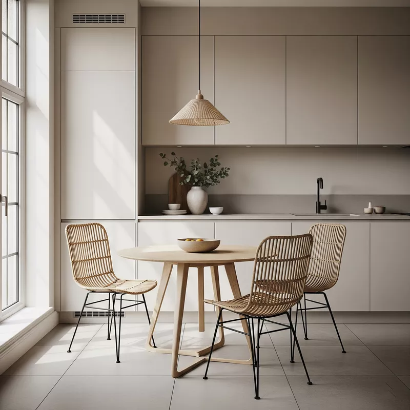 Dapur minimalis dengan furnitur rotan yang stylish-jasa interior splusa.id Dapur minimalis dengan furnitur rotan yang stylish-jasa interior splusa.id