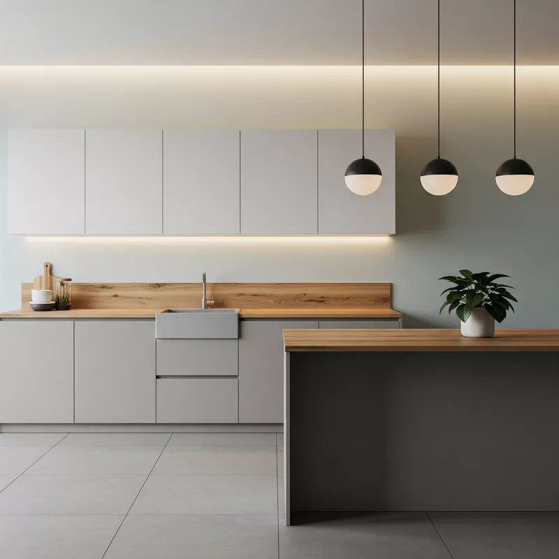 Dapur minimalis dengan keseimbangan warna yang baik-jasa interior splusa.id Dapur minimalis dengan keseimbangan warna yang baik-jasa interior splusa.id