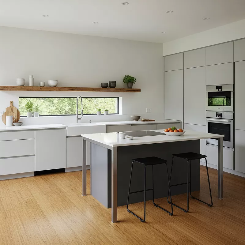 Dapur minimalis dengan lantai bambu yang elegan-jasa interior splusa.id Dapur minimalis dengan lantai bambu yang elegan-jasa interior splusa.id