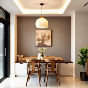 Dapur minimalis dengan pencahayaan optimal, memanfaatkan cahaya alami dari jendela besar dan pencahayaan buatan yang terang Dapur minimalis dengan pencahayaan optimal, memanfaatkan cahaya alami dari jendela besar dan pencahayaan buatan yang terang
