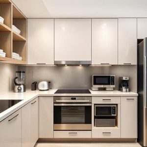 Dapur minimalis dengan peralatan dapur yang fungsional Dapur minimalis dengan peralatan dapur yang fungsional