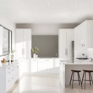 Dapur minimalis modern dengan kitchen set putih, countertop berwarna terang, pencahayaan yang optimal, dan tata letak yang rapi dan fungsional. Dapur minimalis modern dengan kitchen set putih, countertop berwarna terang, pencahayaan yang optimal, dan tata letak yang rapi dan fungsional.