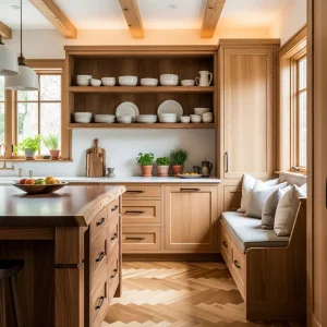 Detail kayu solid yang digunakan dalam desain dapur-jasa interior splusa.id