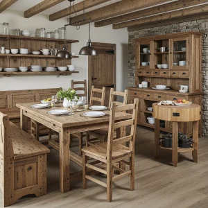Furnitur kayu alami untuk dapur rustic-jasa interior splusa.id