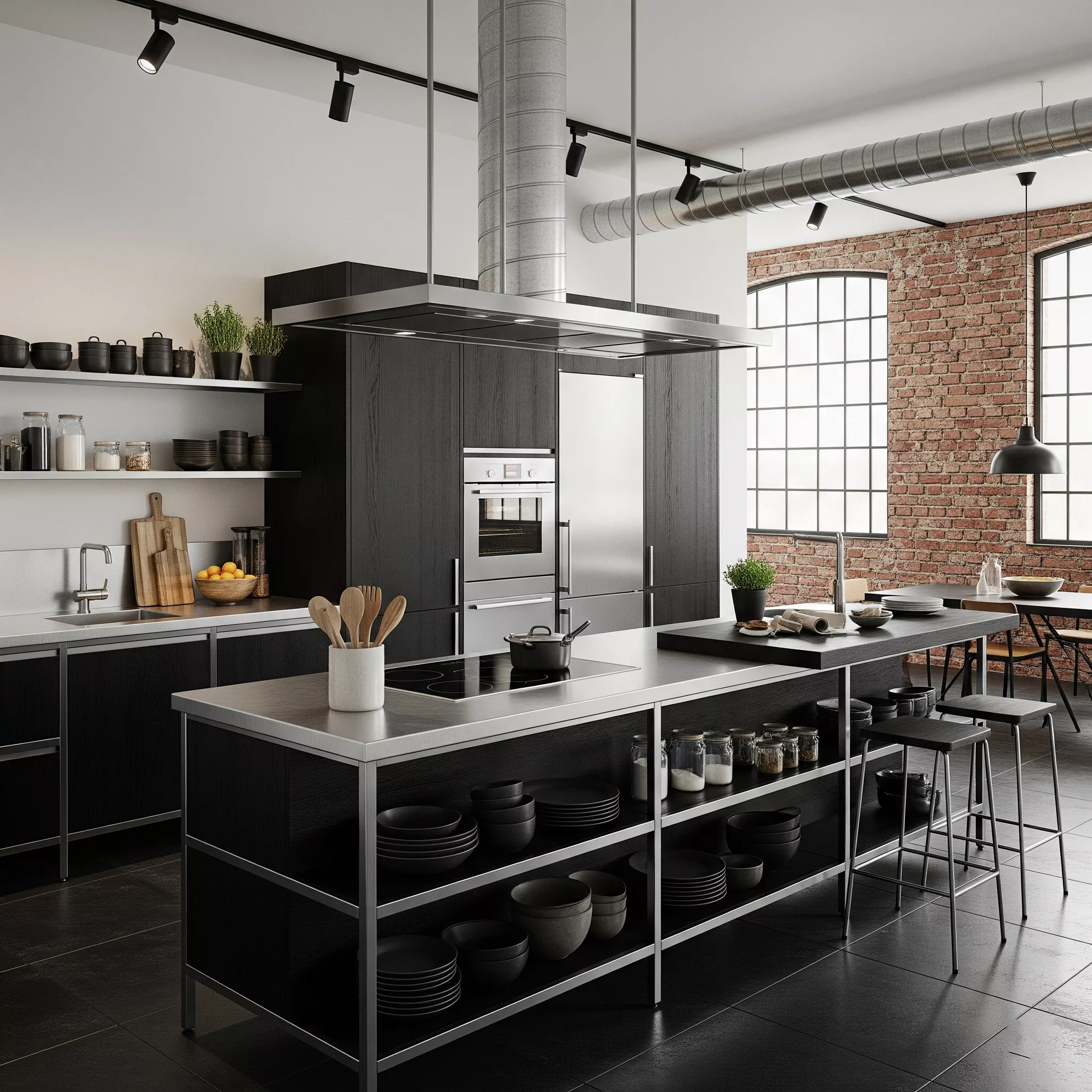 Furniture dan aksesoris dapur industrial yang menambahkan sentuhan modern ke desain-jasa interior splusa.id Furniture dan aksesoris dapur industrial yang menambahkan sentuhan modern ke desain-jasa interior splusa.id
