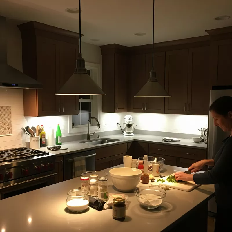 Pencahayaan dapur yang menyoroti area kerja-jasa interior splusa.id Pencahayaan dapur yang menyoroti area kerja-jasa interior splusa.id