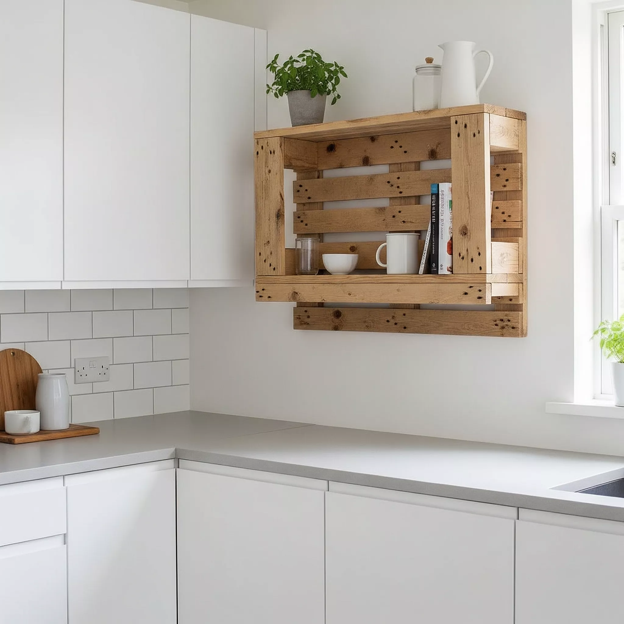 Proyek DIY dapur minimalis rak dinding unik dari pallet kayu bekas-jasa interior splusa.id Proyek DIY dapur minimalis rak dinding unik dari pallet kayu bekas-jasa interior splusa.id