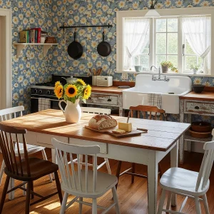 Uji coba warna wallpaper di dapur-jasa interior splusa.id